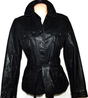 KOŽENÝ dámský černý kabát s páskem F&F XL