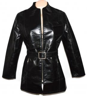 KOŽENÝ dámský černý kabát s páskem FLORENS M