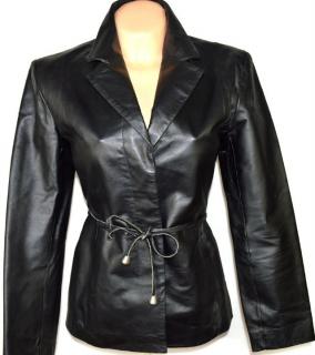 KOŽENÝ dámský černý kabát s páskem Modern Classics L