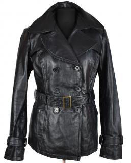 KOŽENÝ dámský černý kabát s páskem Orsay L