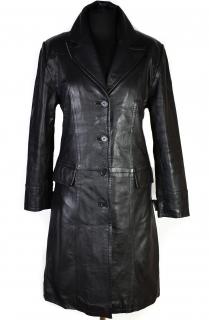 KOŽENÝ dámský černý měkký  dlouhý kabát 38