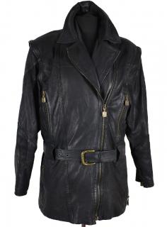 KOŽENÝ dámský černý měkký kabát - křivák s odnimatelnými rukávy Nicol L