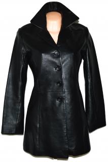KOŽENÝ dámský černý měkký kabát Montgomery M