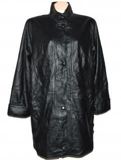 KOŽENÝ dámský černý měkký kabát na zip XXL+