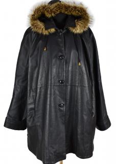 KOŽENÝ dámský černý měkký kabát s kapucí Martinek XXXXL