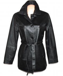 KOŽENÝ dámský černý měkký kabát s páskem C&A L
