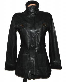 KOŽENÝ dámský černý měkký kabát s páskem EVOCO S/M