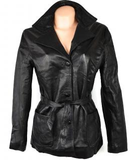 KOŽENÝ dámský černý měkký kabát s páskem M