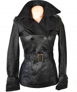 KOŽENÝ dámský černý měkký kabát s páskem Orsay 36