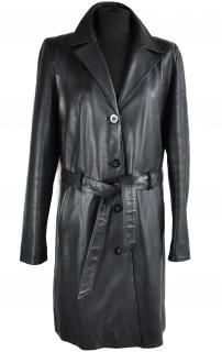 KOŽENÝ dámský černý měkký kabát s páskem Trento XL