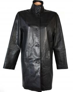 KOŽENÝ dámský černý měkký kabát se stojáčkem CERO L, XXL, XXXL+