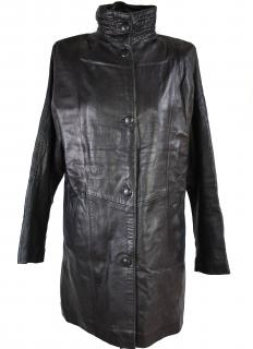 KOŽENÝ dámský černý měkký kabát se stojáčkem SAM Leather XL