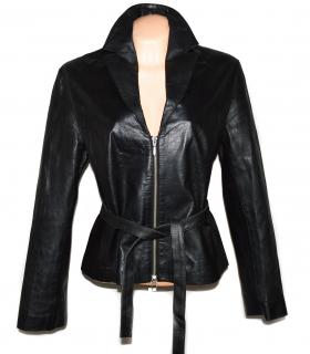 KOŽENÝ dámský černý měkký kabátek s páskem FUTURE XL