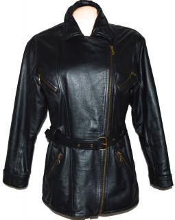 KOŽENÝ dámský černý měkký křivák - kabát C&A L