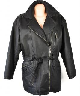 KOŽENÝ dámský černý měkký zateplený kabát - křivák Frontline XL