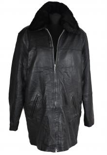 KOŽENÝ dámský černý měkký zateplený kabát na zip TCM XXL