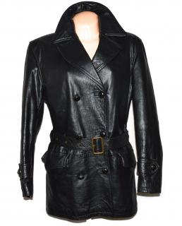 KOŽENÝ dámský černý měkký zateplený kabát s páskem Conbipel 44
