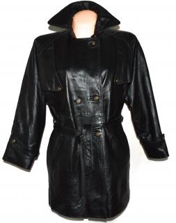KOŽENÝ dámský černý měkký zateplený kabát s páskem Sheep land XL