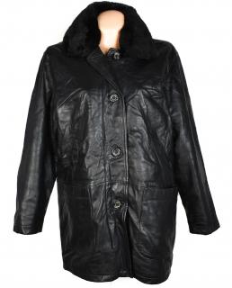 KOŽENÝ dámský černý měkký zateplený kabát Taifun Sportive XXL