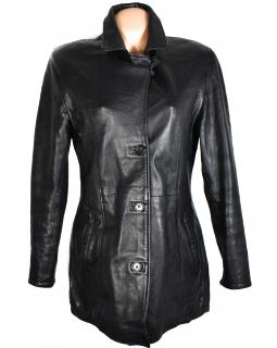 KOŽENÝ dámský černý měkký zateplený kabát Via Montenapoleone M