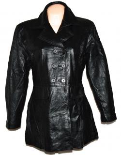 KOŽENÝ dámský černý měkký zateplený kabát XL