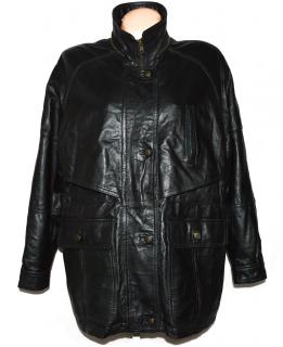 KOŽENÝ dámský černý měkký zateplený kabát XXL