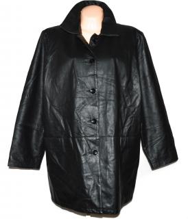 KOŽENÝ dámský černý měkký zateplený kabát XXXL