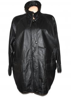 KOŽENÝ dámský černý zateplený kabát na zip a cvoky XXL