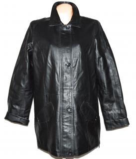 KOŽENÝ dámský černý zateplený kabát na zip a knoflíky Felicitas XL