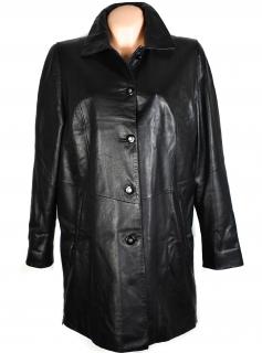KOŽENÝ dámský černý zateplený měkký kabát Cabrini XXL