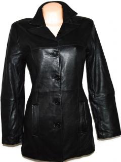 KOŽENÝ dámský černý zateplený měkký kabát M