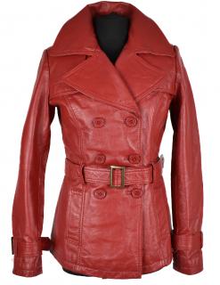 KOŽENÝ dámský červený kabátek s páskem Orsay 38