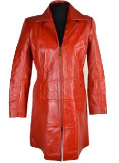 KOŽENÝ dámský červený měkký kabát na zip Fashion Line S