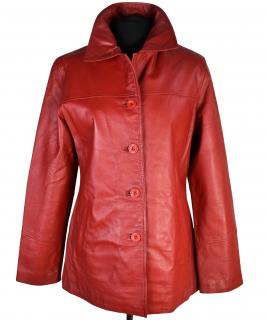 KOŽENÝ dámský červený měkký kabátek Different 40