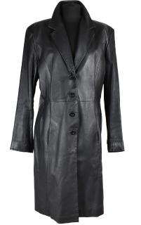 KOŽENÝ dámský dlouhý černý kabát Paris L, XL, XXL