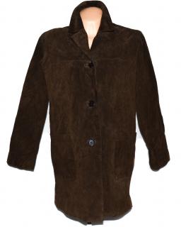 KOŽENÝ dámský hnědý broušený kabát HUDSON XL