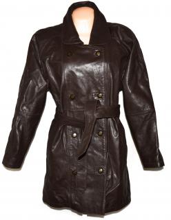 KOŽENÝ dámský hnědý kabát s páskem Classic Woman XL