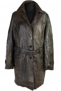 KOŽENÝ dámský hnědý měkký kabát s páskem Julia S. Roma XXL