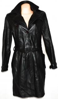 KOŽENÝ dámský měkký černý kabát s páskem NOBLE CLASSIC XL