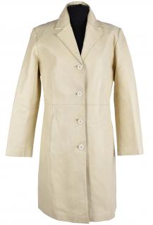 KOŽENÝ dámský smetanový měkký kabát JCC 42