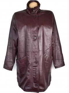 KOŽENÝ dámský vínový měkký kabát na zip KKM XXL