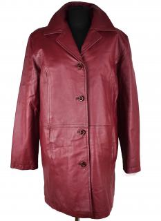 KOŽENÝ dámský vínový měkký zateplený kabát XL