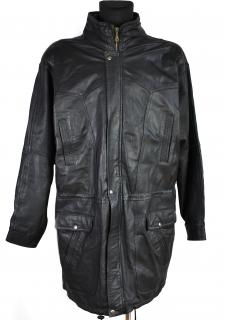 KOŽENÝ pánský černý kabát na zip XXL
