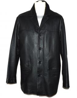 KOŽENÝ pánský černý měkký kabát s odnimatelnou kožíškovou vložkou Paris M