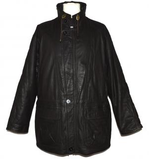 KOŽENÝ pánský hnědý zateplený kabát na zip E. B. Company 50