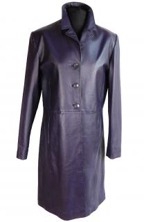 Kožený dámský fialový kabát  L*