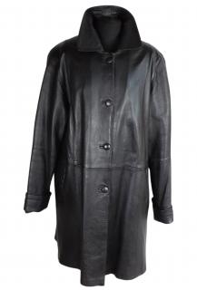 Kožený měkký dámský černý zateplený kabát  XXL*