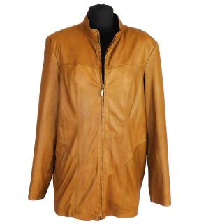 Kožený měkký dámský koňakový kabátek JULIA S.ROMA XL*