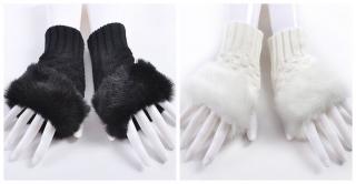 NOVÉ Dámské rukavice s kožíškem - krátké - více barev Barva: Béžová
