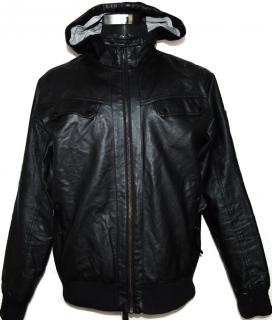 Pánská černá koženková bunda na zip M